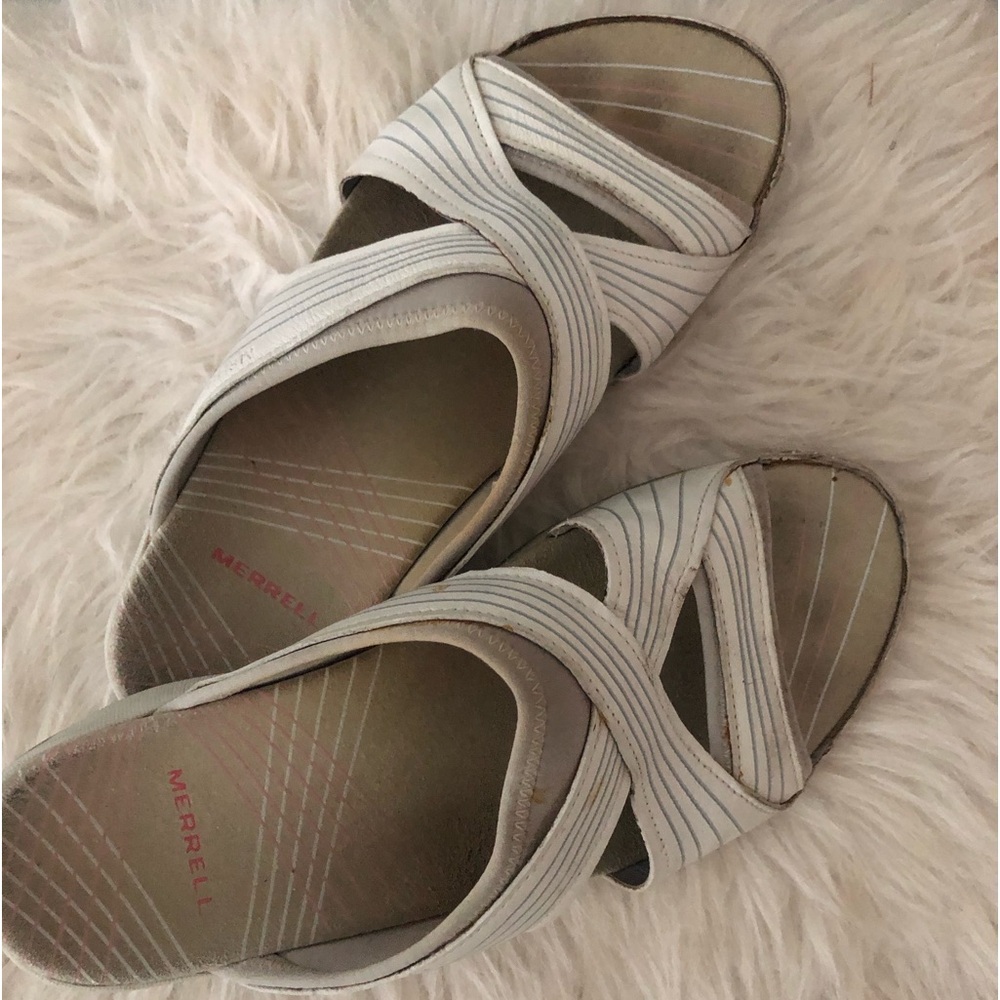 Merrell white slide on Sandals!  Check these out!!